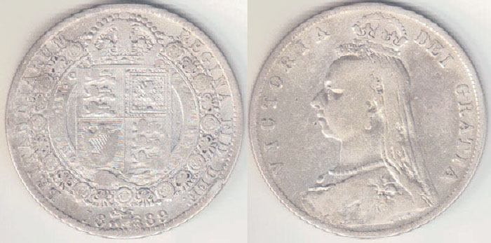 1889 Great Britain silver Half Crown A003408